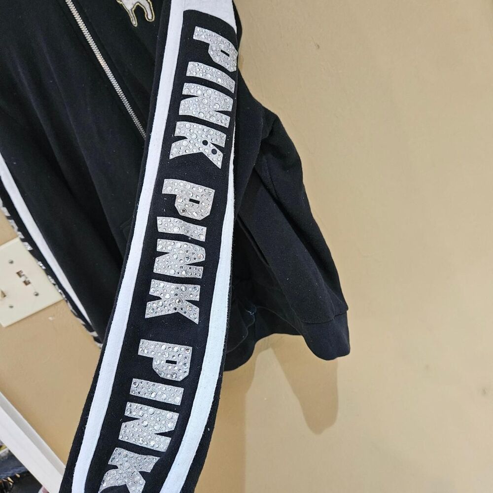 victoria's secret pink black bling hoodie - Picture 5 of 8